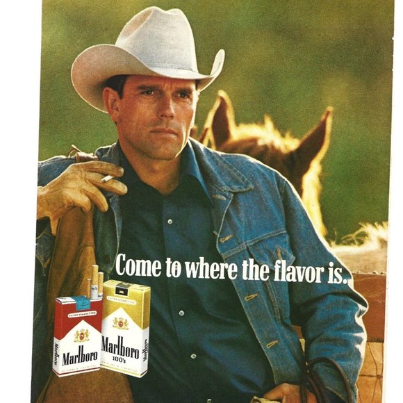 Marlboro Cowboy Horse Cigarette Ad 1980s Vintage Print Ad - Picture 2 of 2